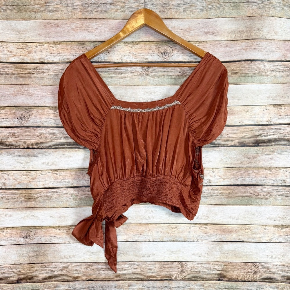 Free People Terracotta Floral Blouse - Picture 6 of 8